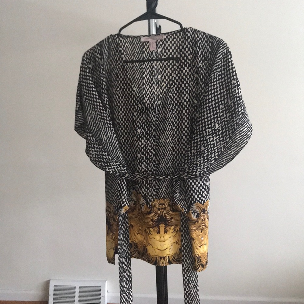 Forever 21 patterned blouse with tie